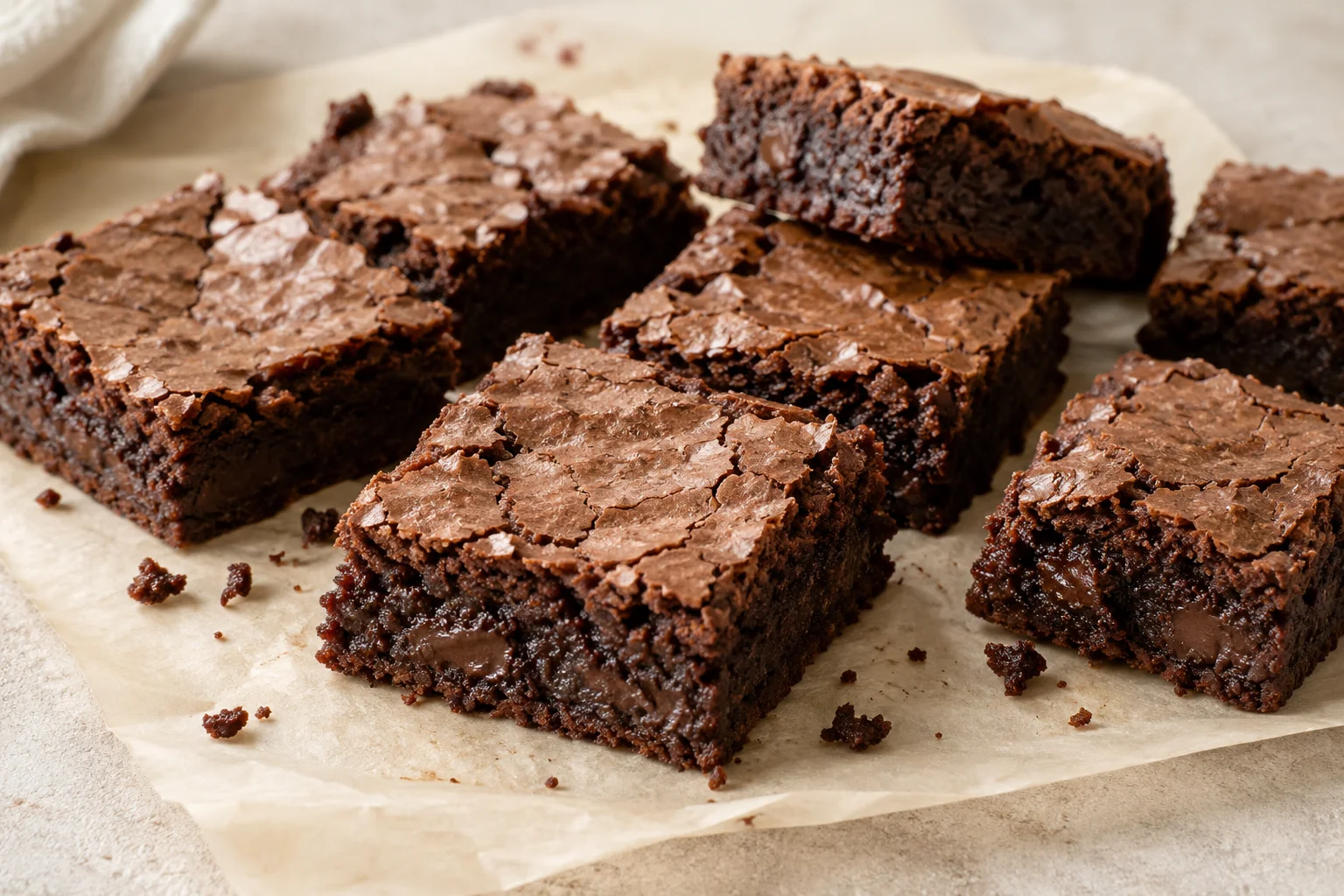 Fudgy brownies skåret i firkanter – illustration
